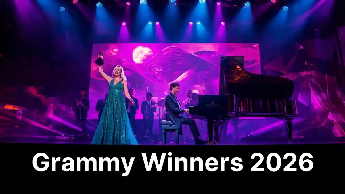 Grammy winners are celebrating on stage at the 2026 Grammy Awards.